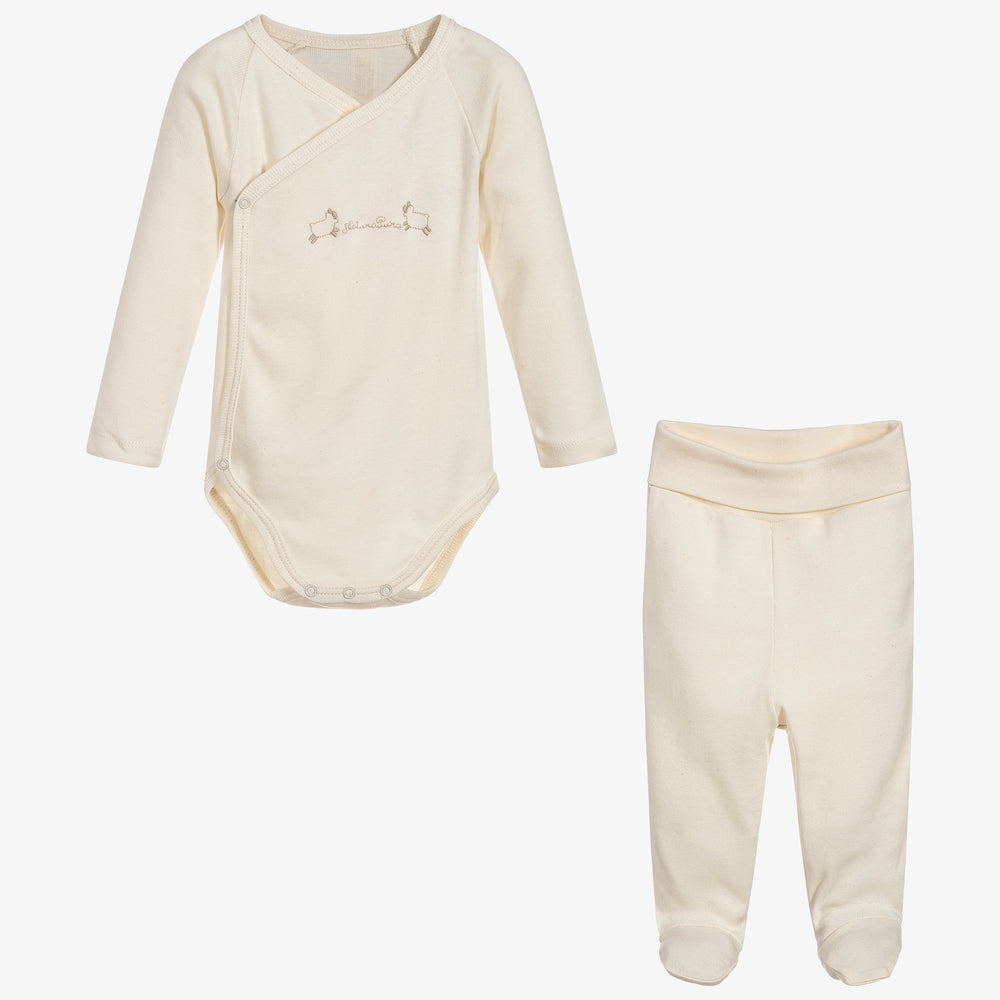 Luxury organic cotton baby set of a onesie and pants by Naturapura at Bonjour Baby Baskets
