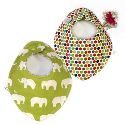 Organic Bib Bandana Bib with Elephants Print