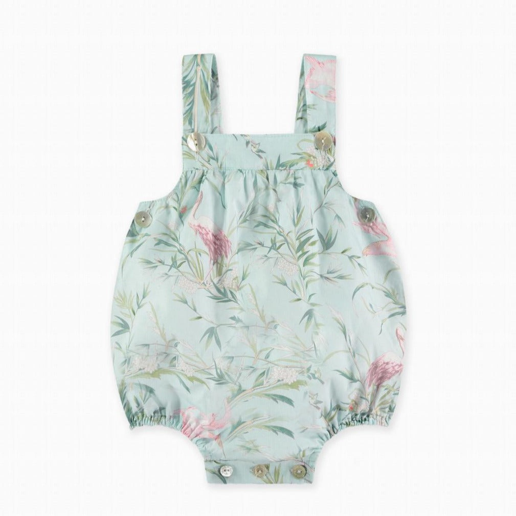 Pan Con Chocolate Bubble Summer Romper with Pink Flamingos