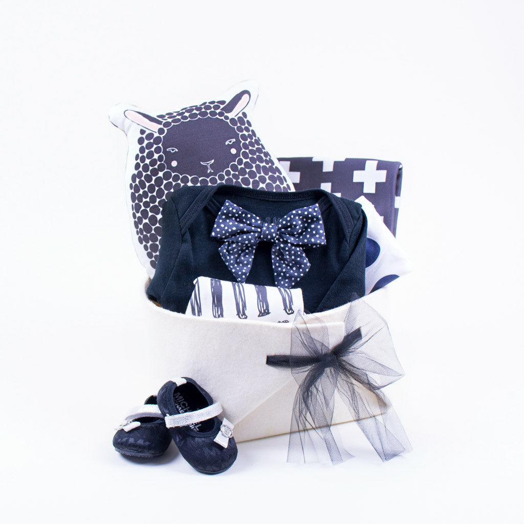 Trendy Monochrome Baby Girl Gift Basket