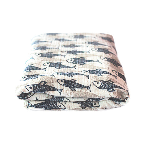 Organic Swaddle Blanket - Fish be free